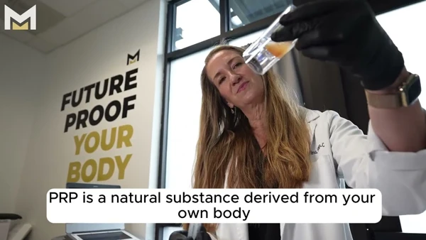 Dr. Alyssa Kurth examining plasma in a vial for PRP treatment